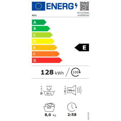 AEG 7000 SensiDry kondenstørretumbler med varmepumpe TR722O84D - 8 kg