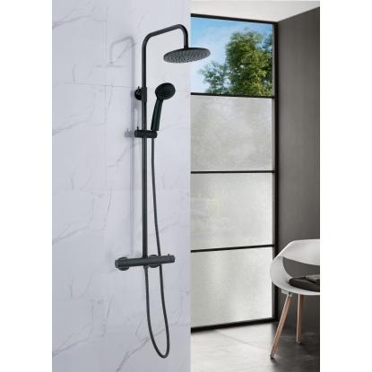 Nortiq brusesystem med termostat og 22 cm brusehoved, mat sort