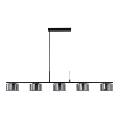 Cholet LED pendel med 5 lys, 125 cm, sort/klar