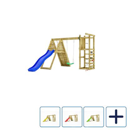 Fungoo Climber legetårn med klatrevægge, rebstige, gynge og rutsjebane