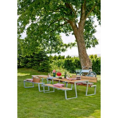 PLUS Zigma bord/bænkesæt med 2 ryglæn, ThermoWood®, gyldenbrun/fyr - 176 cm