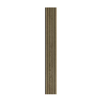 I-Wood Medio+ Original akustikpanel, mørkebrun olieret, sort filt og lys kerne, egefiner, 16 x 300 mm
