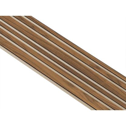 I-Wood Medio+ Mixed akustikpanel, klar olieret, beige filt og sort kerne, valnøddefiner, 17 x 300 mm