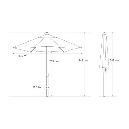 Platinum Sun & Shade Lisboa parasol, antracitgrå, 210 x 150 cm