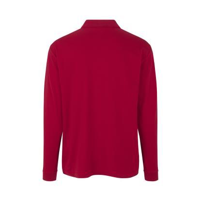 ID PRO Wear 0336 poloshirt med lange ærmer og trykknap, rød