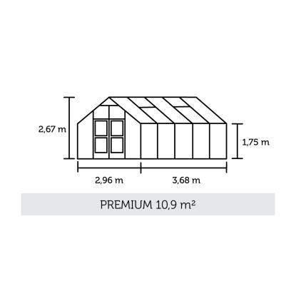 Juliana Premium drivhus 10,9 m², antracit/sort, 3 mm hærdet glas