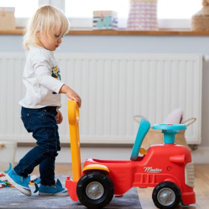 FALK Maurice gå-traktor med rat, horn og ergonomisk ganghjælp, rød