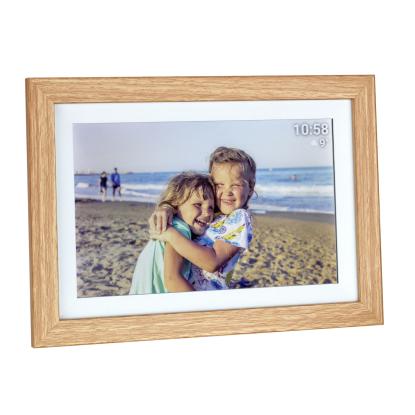 TFA digital fotoramme med Frameo app, lyst trælook