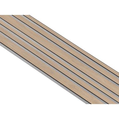 I-Wood Medio+ Mixed akustikpanel, ubehandlet natur, grå filt og sort kerne, egefiner, 17 x 300 mm