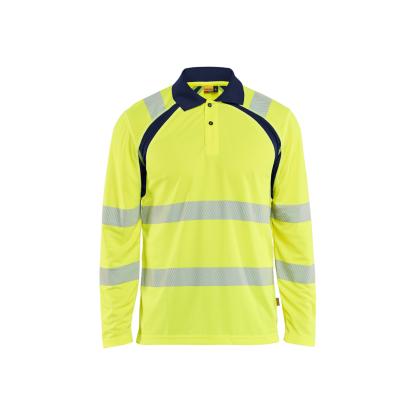 Blåkläder 3598 high vis UV polo lang ærme, hi-vis gul/marineblå