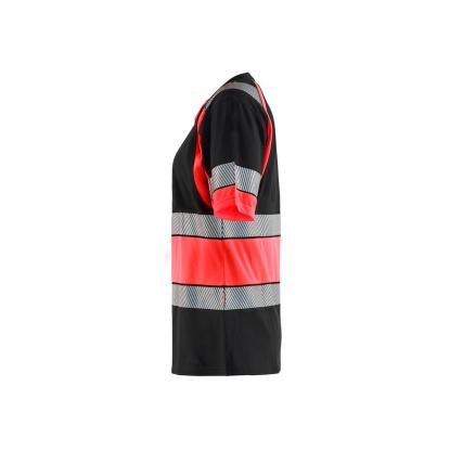 Blåkläder 3410 dame high vis t-shirt, sort/hi-vis rød