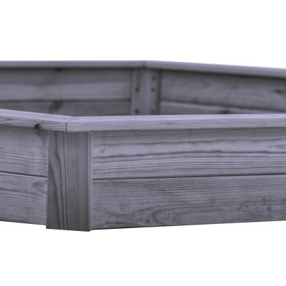 NORDIC PLAY sekskantet sandkasse, grå/træ, 20 x 182 x 156 cm