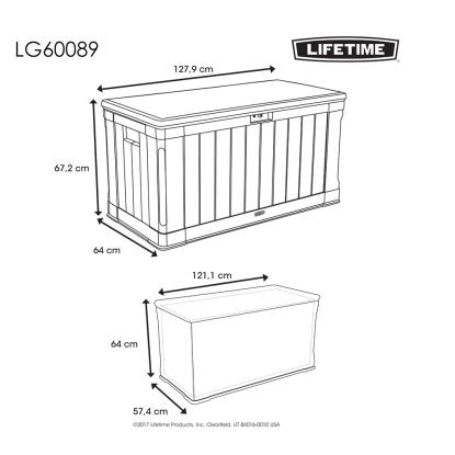 Lifetime hyndeboks, plast, brun, 68 x 128 x 65 cm - 440 liter