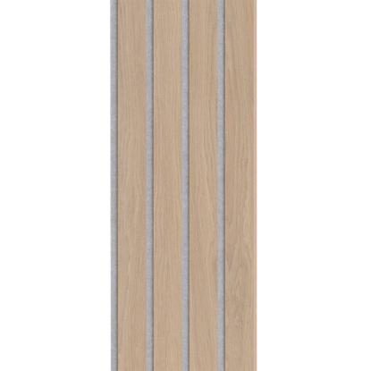 I-Wood Basic 4-lamel akustikpanel, ubehandlet natur, grå filt og lys kerne, egefiner, 16 x 300 mm 