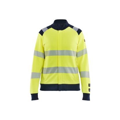 Blåkläder 3471 dame multinorm sweatshirt full zip inherent, hi-vis gul/marineblå