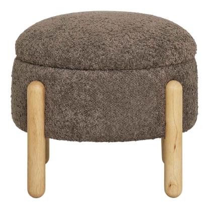 Medas puf med opbevaring, brun/natur bouclé
