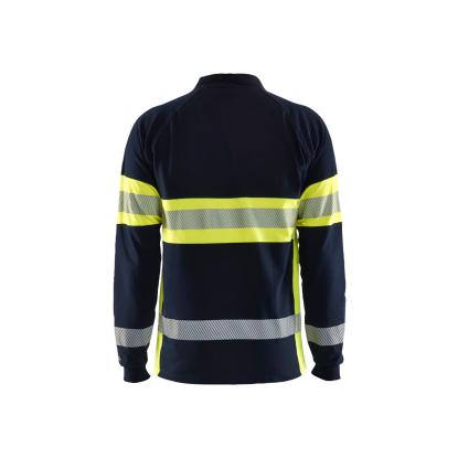 Blåkläder 3438 multinorm polo lang ærme inherent, marineblå/hi-vis gul