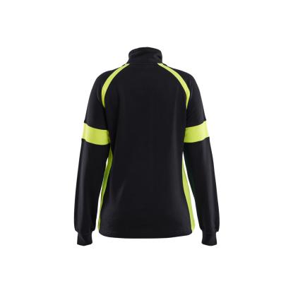 Blåkläder 3566 dame sweatshirt half zip, sort/hi-vis gul