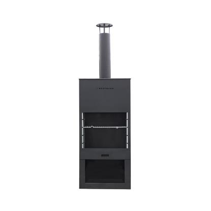 Westmann havepejs med grillrist, sort, 229 x 70 x 41 cm
