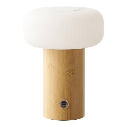 Stafford LED bordlampe med bambus, genopladelig, H18 cm, natur/hvid