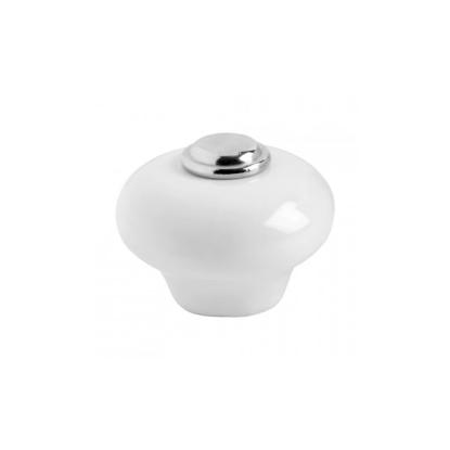 Beslag Design 409 knop, Ø37 mm, forniklet/porcelæn