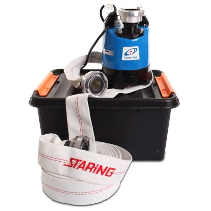 Tsurumi LB-480 entreprenørpumpe, sæt boks inkl. 15 meter slange og koblinger, 2" afgang
