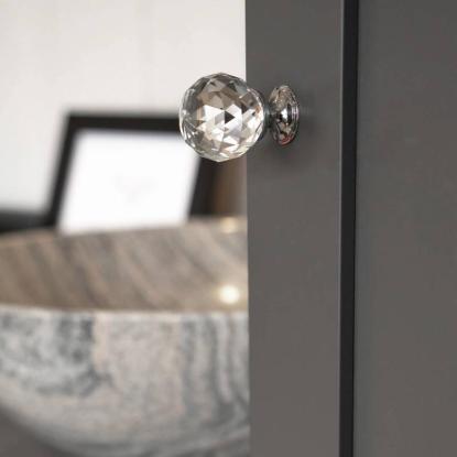 Beslag Design Diamond knop, Ø30 mm, glas/krom