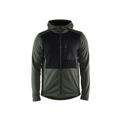 Blåkläder 3540 hættetrøje full zip, efterårsgrøn/sort