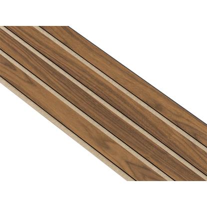 I-Wood Basic 4-lamel akustikpanel, klar olieret, beige filt og sort kerne, valnøddefiner, 17 x 300 mm 