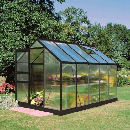 Halls Popular drivhus 6,2 m², sort, 4 mm poly