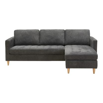 Sofa, mørkegrå med natur træben
