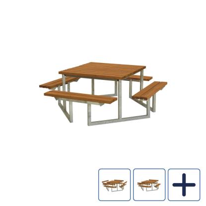 PLUS Twist bord/bænkesæt, grundmalet, teak/nåletræ