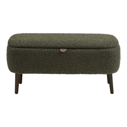 Harlow bænk med opbevaring, teddy, grøn, 95 cm