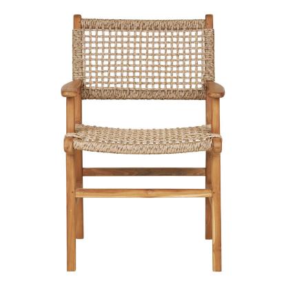 Derby spisebordsstol med armlæn, teak/polyrattan, natur, 57 x 56 x 90 cm