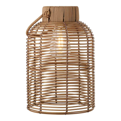 Brentford LED lampe med solcelle, genopladelig, polyrattan, H30,5 cm, brun