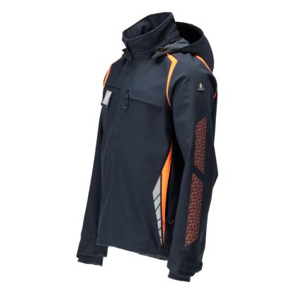 MASCOT ACCELERATE SAFE softshell jakke med hætte, mørk marine/hi-vis orange