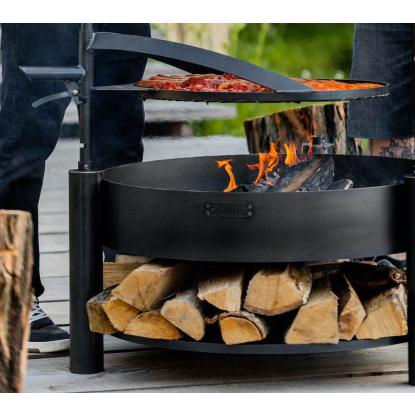 Cook King Montana X bålsted med 60 cm grillrist, stål, sort, Ø80 cm