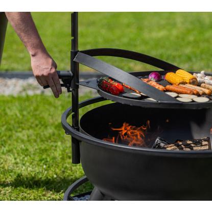 Cook King Bandito 80 multifunktionelt bålsted med 60 cm grillrist, stål, sort, Ø94 cm