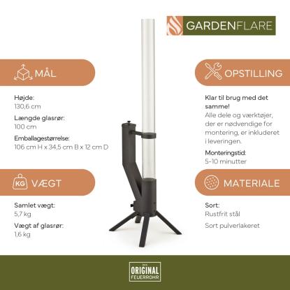 Gardenflare Klassisk ildrør, sort, H130,6 cm