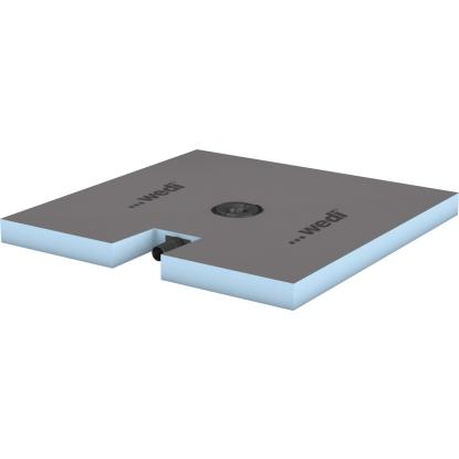 wedi Fundo Plano gulvelement, komplet med centralt afløb, 65 x 900 x 900 mm