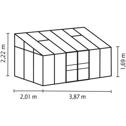 Vitavia Ida 7800 drivhus, sort, 7,8 m², 3 mm hærdet glas, inkl. sokkel