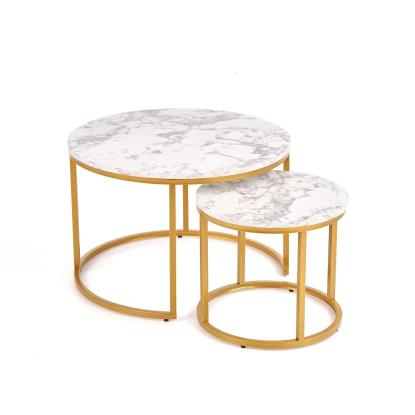 Paola sofabordssæt, marmorlook/guld