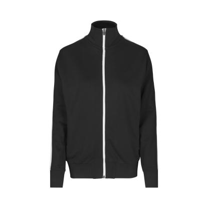 ID 0627 sweat cardigan med kontrast, dame, sort