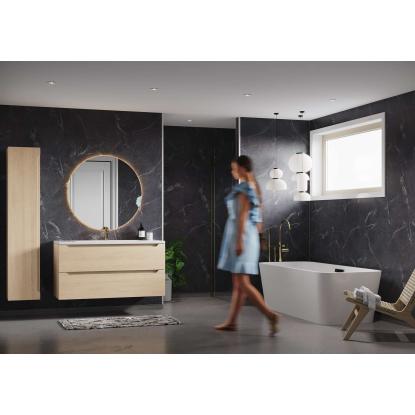 Fibo Stone vådrumspanel, 10 x 600 x 2400 mm, black marble silk