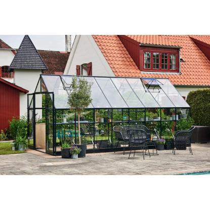 Halls Qube+ 816 drivhus 13 m², sort, 3 mm hærdet glas
