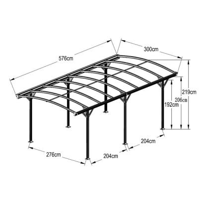 Westmann Stockholm carport, buet tag, antracitgrå, 220 x 300 x 576 cm - 17 m²