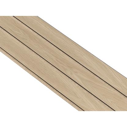 I-Wood Medio+ 3-lamel akustikpanel, hvid olieret, beige filt og sort kerne, egefiner, 17 x 300 mm