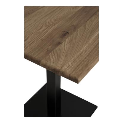 Lignano cafebord, eg, sort metal base, 70 x 70 x 75 cm, smoked eg
