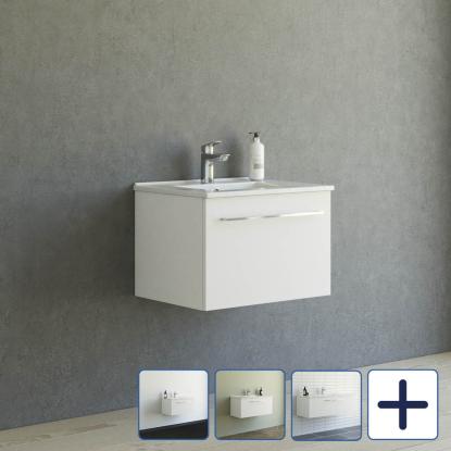 Scanbad Multo vaskeskab med Amber vask, 1 skuffe, mat hvid
