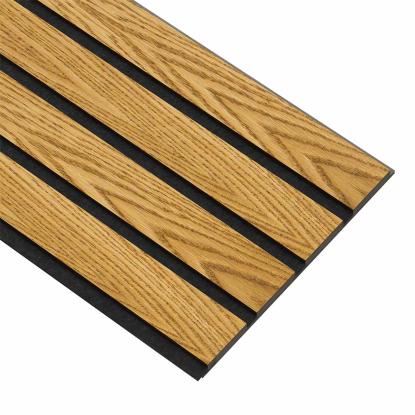 I-Wood Basic 4-lamel akustikpanel, brun olieret, sort filt og sort kerne, egefiner, 17 x 300 mm 